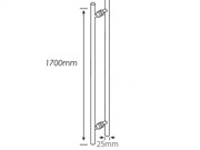 Marshall Double Handle Flared Leg - 1500mm CTC, 1700mm Oa, 25mm Diameter - Polished Stainless Steel